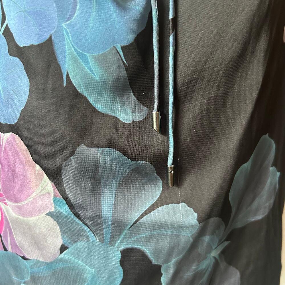 Paige Black and Blue Floral Tank Strappy Coastal Tank Flowy Size M - Picture 4 of 5